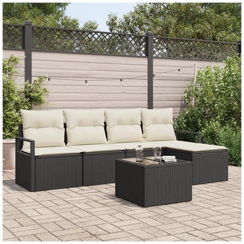 Set di Divani da Giardino con Cuscini in Rattan Pollo Marrone, Divano da Giardino a 2 Posti con Cuscini in Rattan Pollo Nero - Foto 2