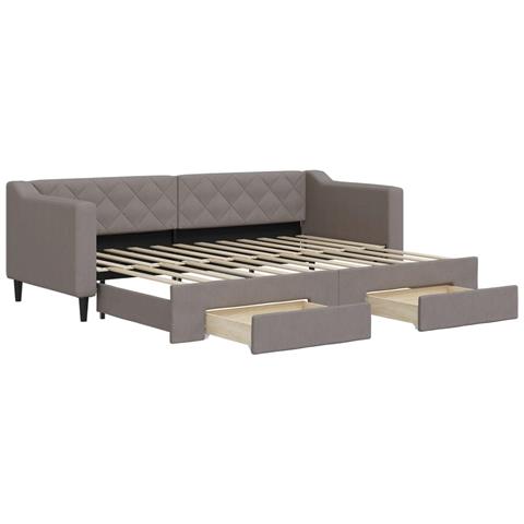 Divano Letto Estraibile con Cassetti Tortora 80x200 cm Tessuto - Foto 1