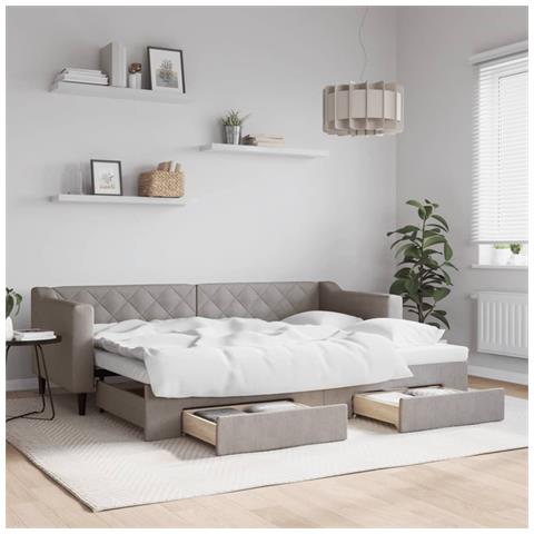 Divano Letto Estraibile con Cassetti Tortora 80x200 cm Tessuto - Foto 2