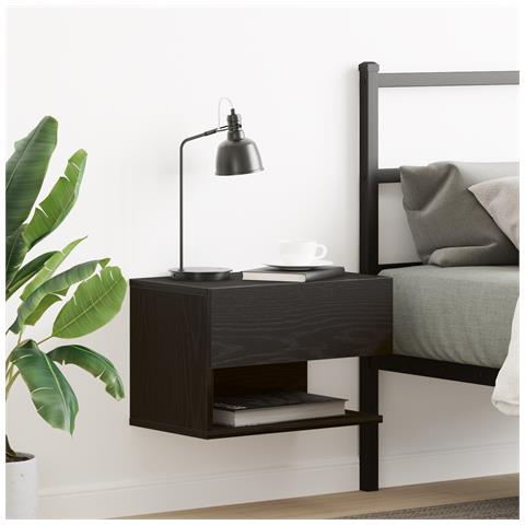 Comodino da parete in legno ingegnerizzato nero - Foto 2