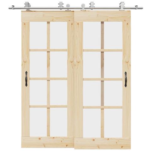 Kit Binari Porta Scorrevole 200 cm Acciaio Inossidabile Argento - Foto 2