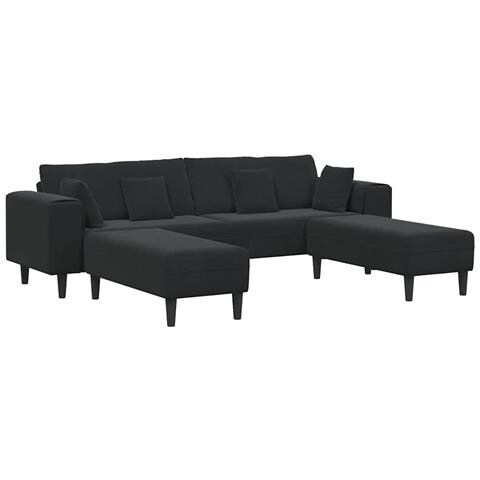 Divano in Velluto con cuscino 3 pcs Nero 208 cm Velluto - Foto 1