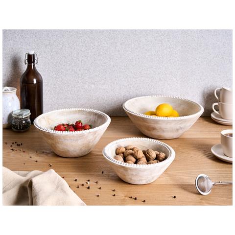 Set Di 3 Ciotole Decorative Tanta Legno Di Mango Marrone Chiaro - Foto 1