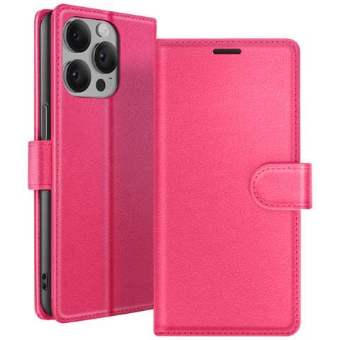 Custodia A Portafoglio Per Iphone 14 Pro Max Con Supporto E Linguetta Magnetica, Fucsia - Foto 1