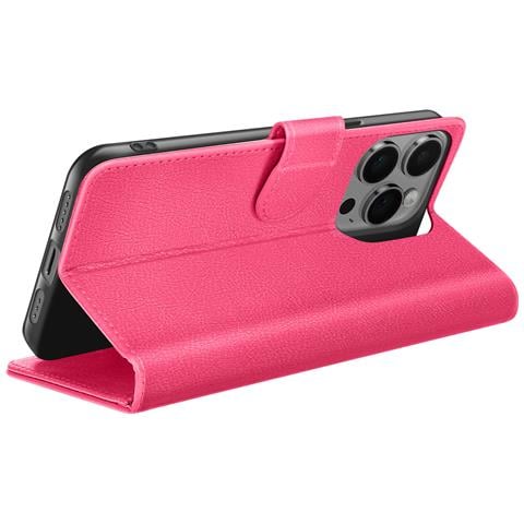 Custodia A Portafoglio Per Iphone 14 Pro Max Con Supporto E Linguetta Magnetica, Fucsia - Foto 5