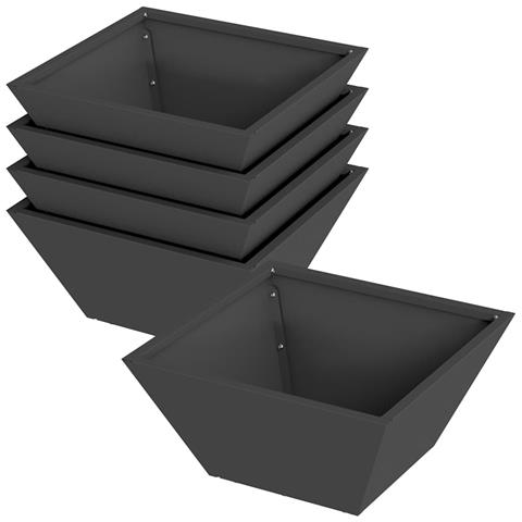 Vaso a Ciotola da Giardino 5 pcs Nero 35 x 35 x 15 cm Acciaio - Foto 1