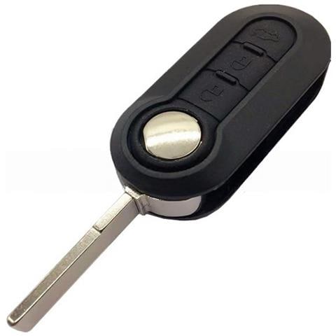 Guscio Di Ricambio Nero A 3 Pulsanti Compatibile Con Chiave Pieghevole Telecomando Fiat 500 - Foto 1