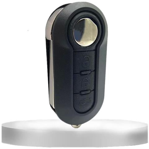 Guscio Di Ricambio Nero A 3 Pulsanti Compatibile Con Chiave Pieghevole Telecomando Fiat 500 - Foto 4