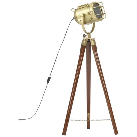 Lampada Da Terra A Treppiede Legno Massello Di Mango 97 Cm - Foto 1