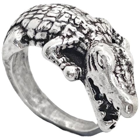 Anello Coccodrillo In Argento Anticato 7 Micron. Misura 16 - Foto 1