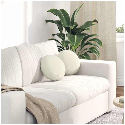 Cuscini per Seduta 2 pcs Crema Ø 40 x 13 cm Velluto - Foto 2