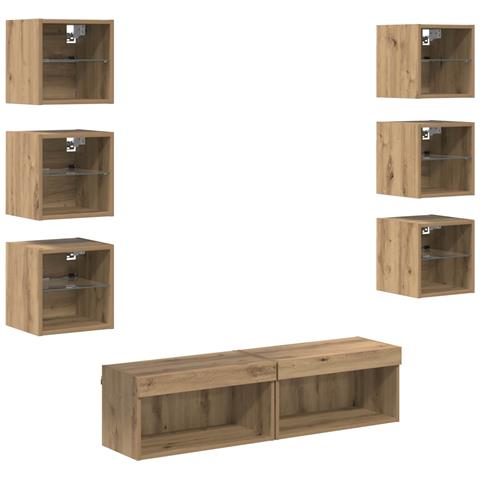 Mobile TV con cassetto 8 pcs Rovere artigianale Vetro - Foto 1