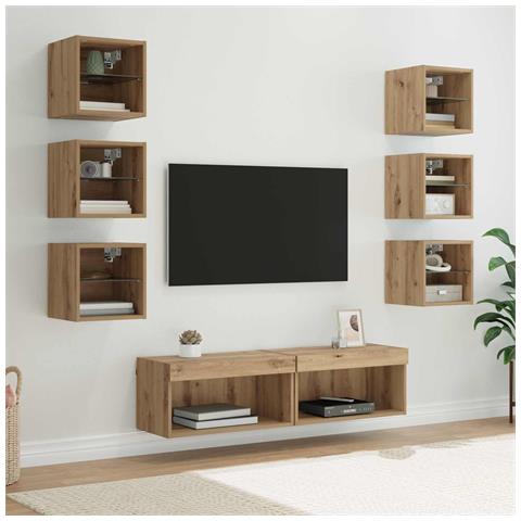 Mobile TV con cassetto 8 pcs Rovere artigianale Vetro - Foto 2