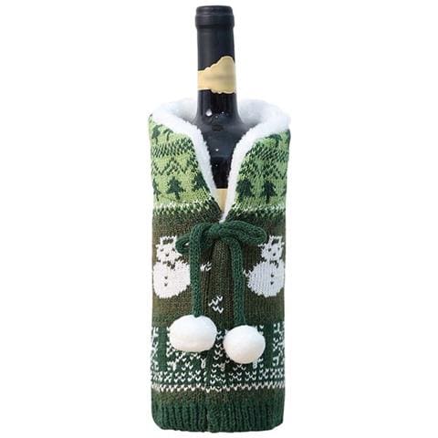 Copribottiglia Di Vino Natalizio Festivo - Decorazione Natalizia Lavorata A Maglia Green - Foto 1