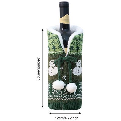 Copribottiglia Di Vino Natalizio Festivo - Decorazione Natalizia Lavorata A Maglia Green - Foto 2