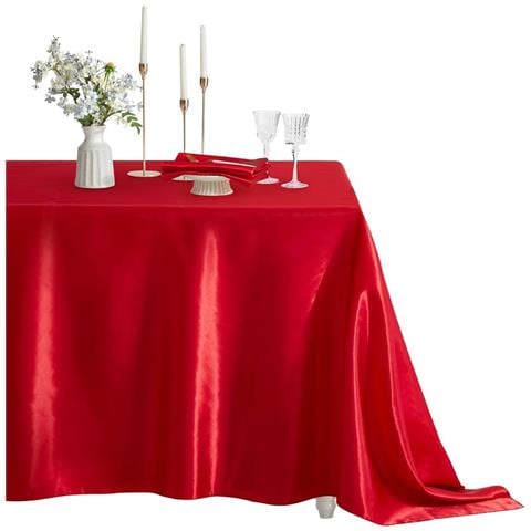 Elegante Tovaglia Rettangolare In Raso Di Poliestere Per Feste, Matrimoni Ed Eventi Red - Foto 1