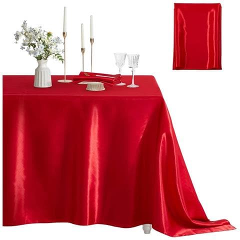 Elegante Tovaglia Rettangolare In Raso Di Poliestere Per Feste, Matrimoni Ed Eventi Red - Foto 2