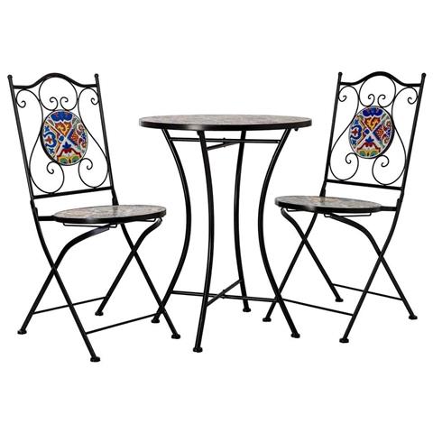 Tavolo E 2 Sedie, Metallo Multicolore, 60x60x75h Cm, 38x46x90h Cm - Foto 2