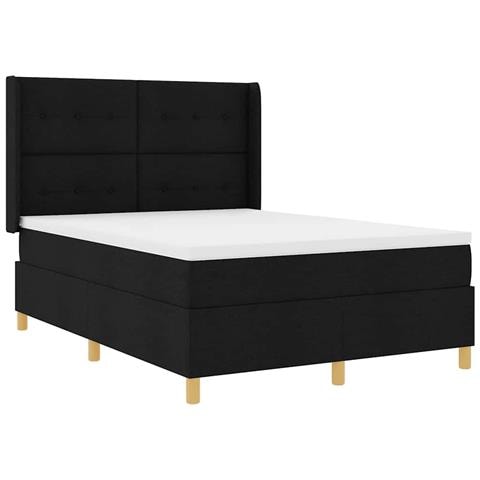 Letto a molle con materasso Nero 140 x 190 cm Tessuto - Foto 1