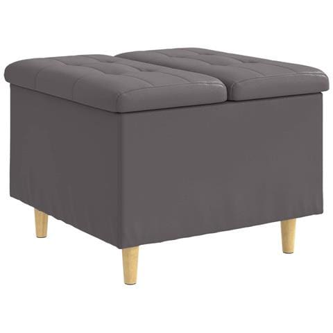 Pouf contenitore Grigio 60 x 60 x 45 cm Pelle sintetica - Foto 1