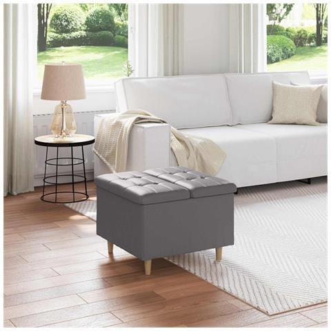 Pouf contenitore Grigio 60 x 60 x 45 cm Pelle sintetica - Foto 2