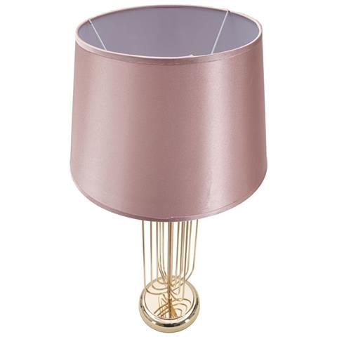 Lampada Da Tavolo Krista In Ferro Dorato Con Paralume In Tessuto Rosa Cipria - Foto 2