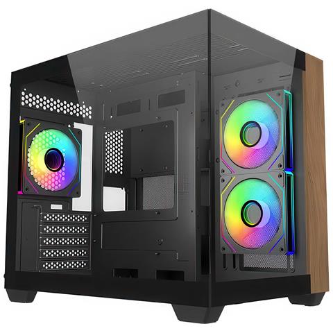 Cooler Master Case Elite 481 Wood, Nero - Foto 1