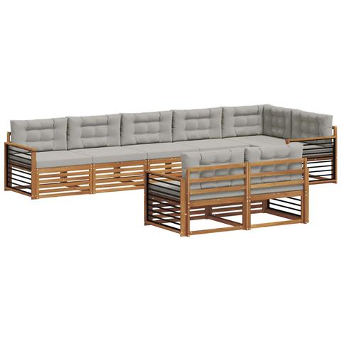 Set di divani da esterno 8 pcs Grigio Naturale e Chiaro - Foto 1