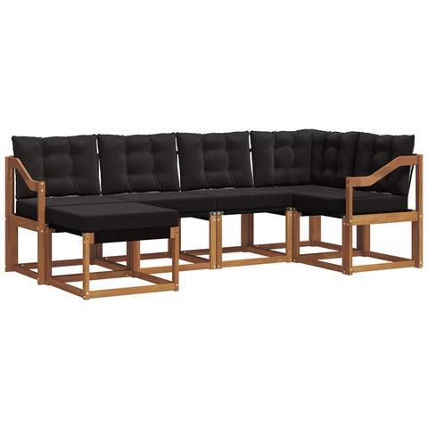 Set di divani da esterno con cuscino 6 pcs Naturale e Nero - Foto 1