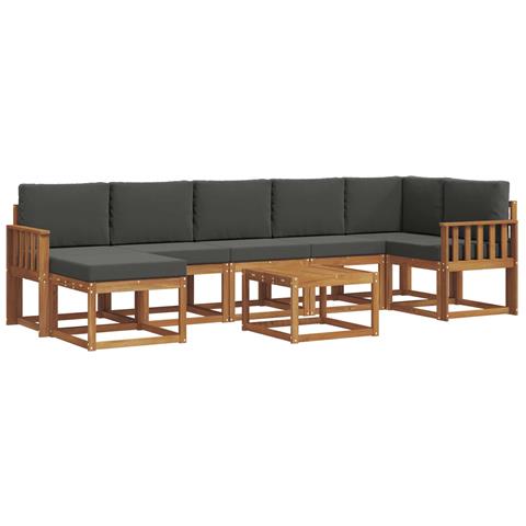 Set di divani da esterno con cuscino 8 pcs Naturale e Antracite - Foto 1