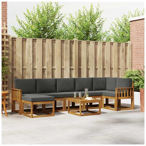 Set di divani da esterno con cuscino 8 pcs Naturale e Antracite - Foto 2