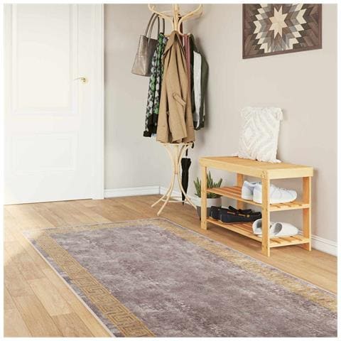Runner Tappeto MARSA Grigio 100 x 300 cm Poliestere e PVC - Foto 2