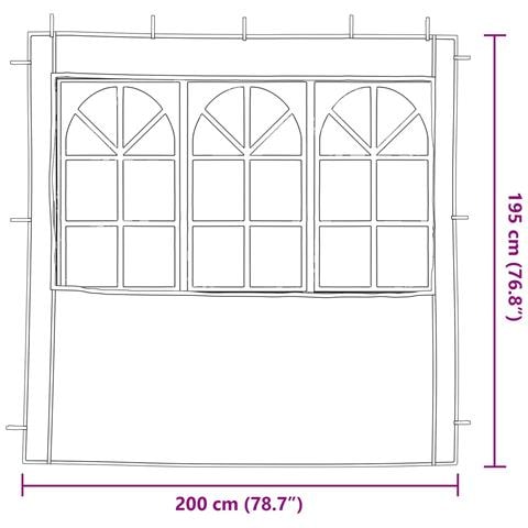 Parete per tenda da festa 2 pcs 200 x 195 cm Antracite - Foto 6