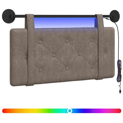 Testiera sospesa Con luce LED Grigio PU Antico - Foto 1