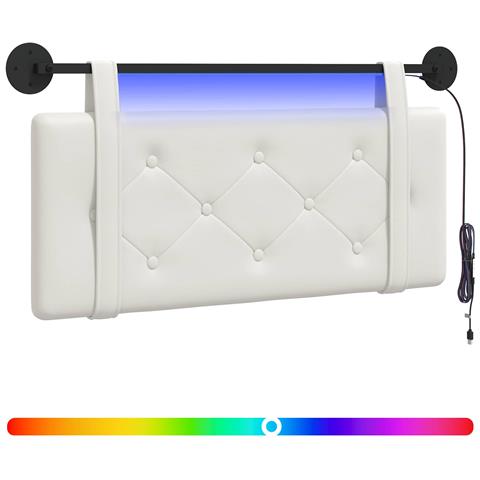 Testiera sospesa Con luce LED Bianco Similpelle - Foto 1
