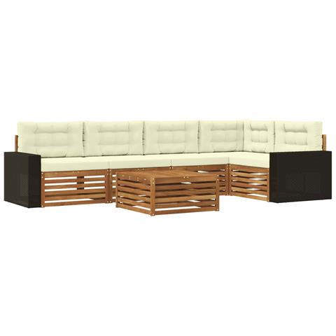 Set di divani da esterno 6 pcs Naturale e Crema 79 x 79 x 37 cm - Foto 1