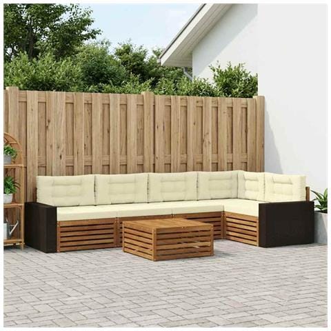 Set di divani da esterno 6 pcs Naturale e Crema 79 x 79 x 37 cm - Foto 2