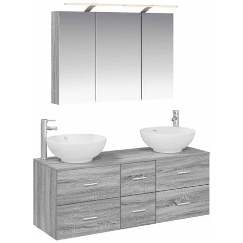Set di mobili per il bagno 4 pcs Sonoma grigio - Foto 1