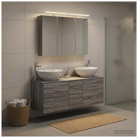 Set di mobili per il bagno 4 pcs Sonoma grigio - Foto 2