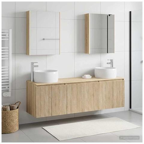 Set di Armadi da Bagno 5 pcs Rovere Sonoma Legno ingegnerizzato - Foto 2