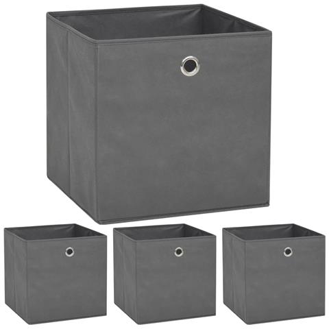 Contenitori 4 pz in Tessuto non Tessuto 32x32x32 cm Grigio - Foto 1