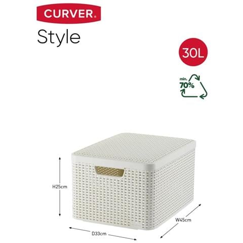 Pratico Cestino Portaoggetti Con Patta Color Crema Curver Rattan Style L - Foto 2