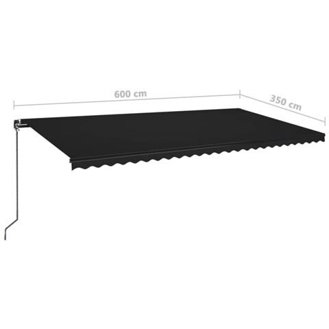 Tenda da Sole Retrattile Manuale con LED 600x350 cm Antracite - Foto 2