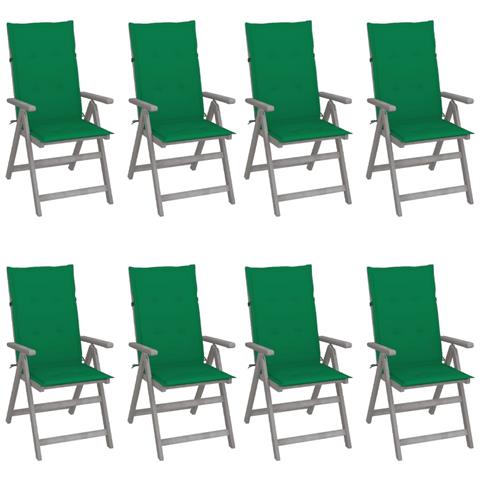 Sedie Giardino Reclinabili 8pz Cuscini Massello Acacia Grigio - Foto 1