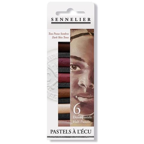 Astuccio Di Pastelli - 6 Mezzi Pastelli - Toni Scuri Ritratto - Foto 1