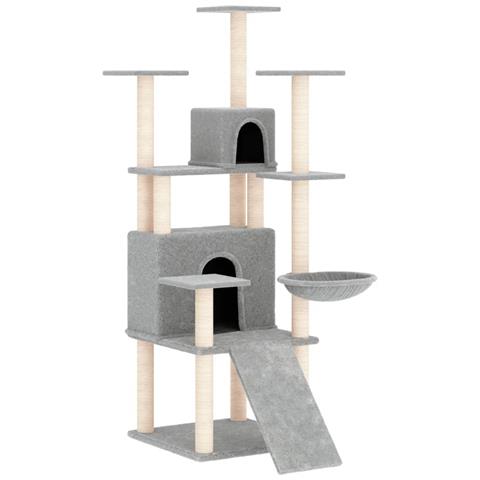 Albero Per Gatti Con Tiragraffi In Sisal Grigio Chiaro 154 Cm - Foto 1