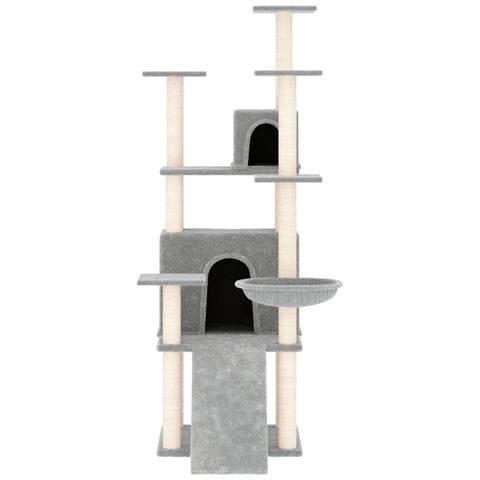 Albero Per Gatti Con Tiragraffi In Sisal Grigio Chiaro 154 Cm - Foto 2