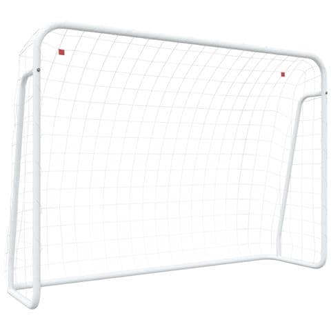 Porta da Calcio con Rete Bianca 214x75x152cm Acciaio Poliestere - Foto 1