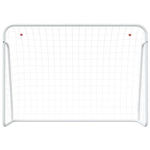 Porta da Calcio con Rete Bianca 214x75x152cm Acciaio Poliestere - Foto 7