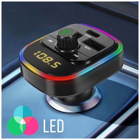 Trasmettitore Fm Bluetooth Con Caricatore Da Auto Usb Qc 3.0 E Usb-c 20w C4 Nero - Foto 5